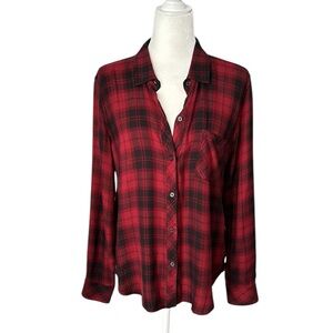 Rails red & black Plaid Button-Up Shirt casual cozy soft fabric size M